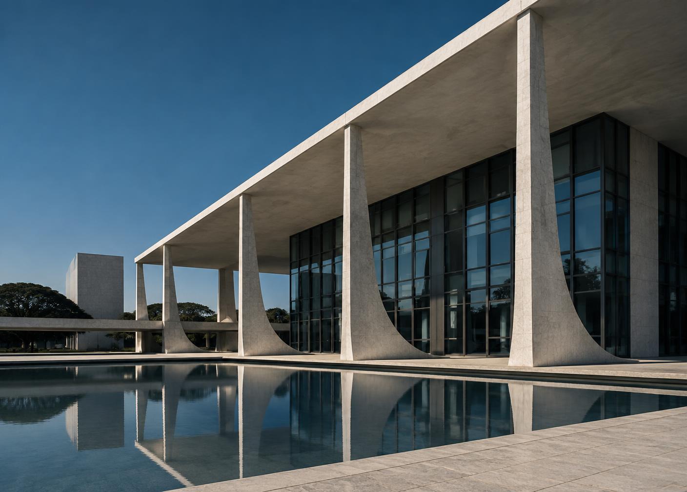 Arquitetura institucional em imagem editorial ilustrativa